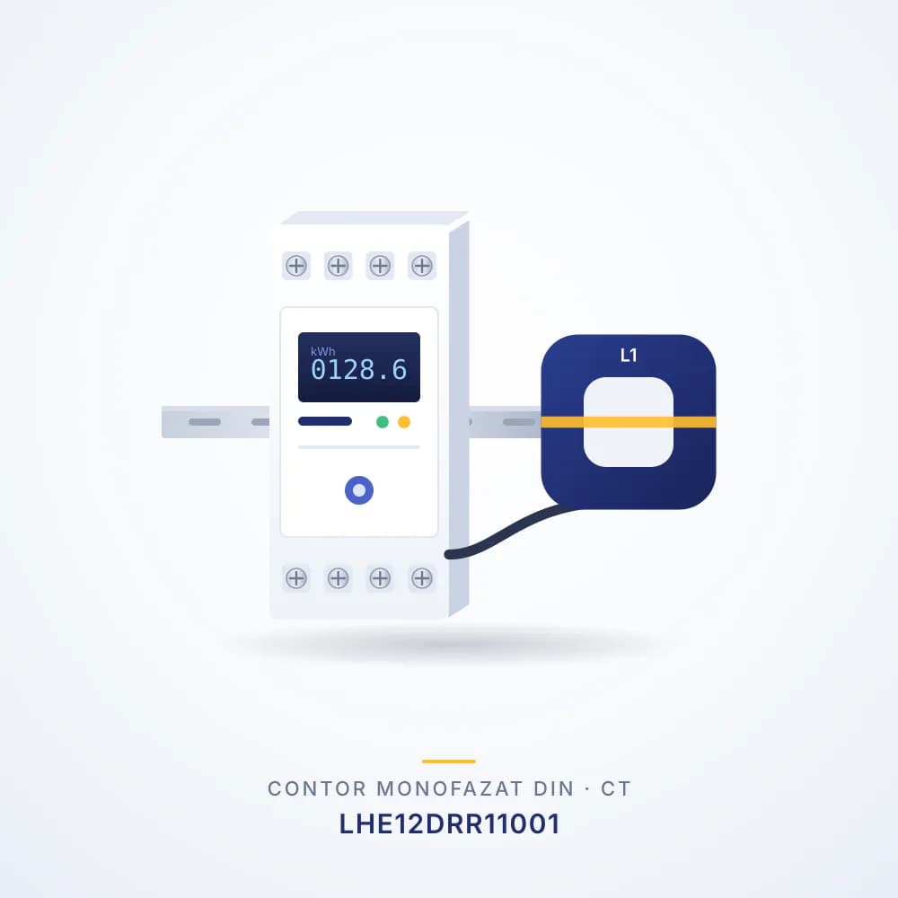 Smart meter monofazat Livoltek LHE12DRR11001, DIN, conectare indirectă 100 A (CT extern)
