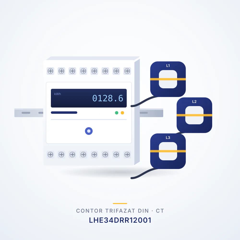 Smart meter trifazat Livoltek LHE34DRR12001, DIN, conectare indirectă 120 A (CT extern)